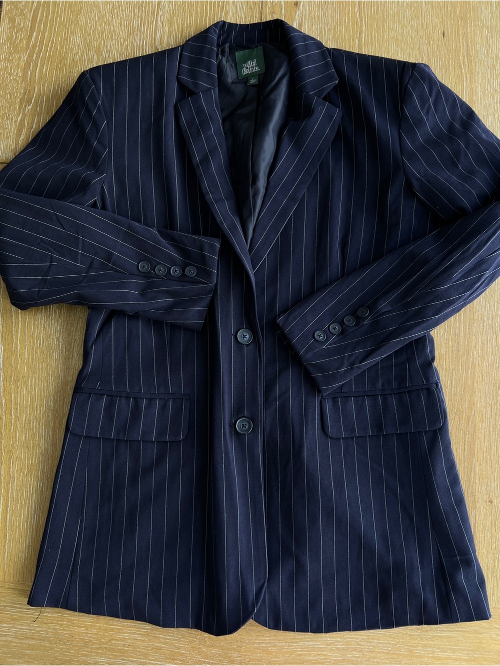 wild fable Navy Pinstripe Single-Breasted Blazer